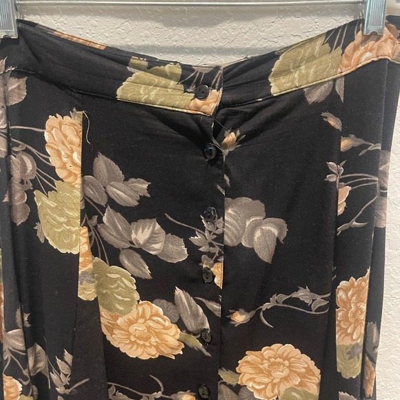 VTG‎ California Influence Black Floral Maxi Skirt 12 Bohemian y2k Chic Feminine - Picture 5 of 8
